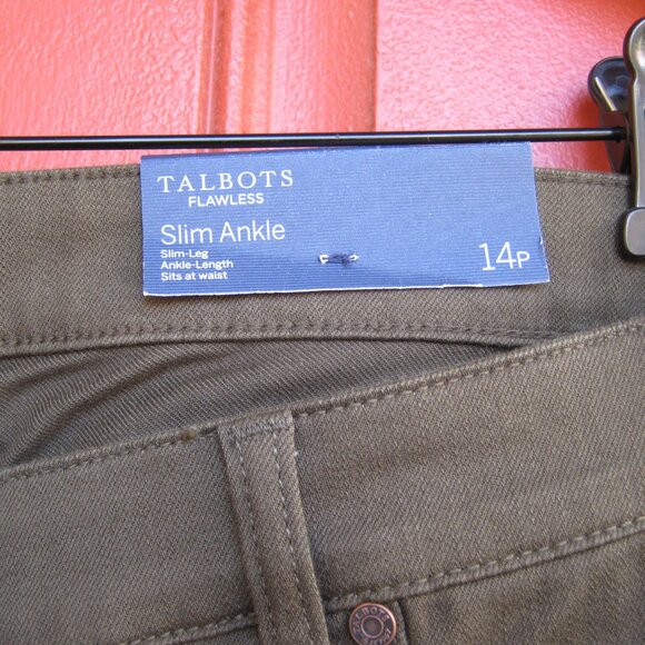 Talbots NEW- Never Worn. Slim Leg Ankle - Olive  - Size 14P - Picture 2 of 5